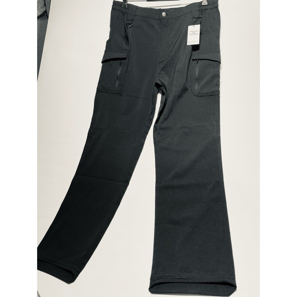 NEW Flexcamo Men’s Tactical Cargo Pants Black 2XL/32 Elastic Waist Button L35